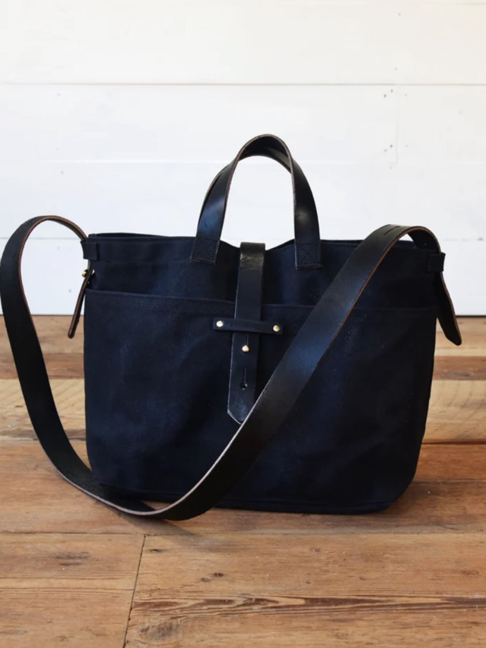 Peg and Awl Waxed Canvas Tote Bag All Black